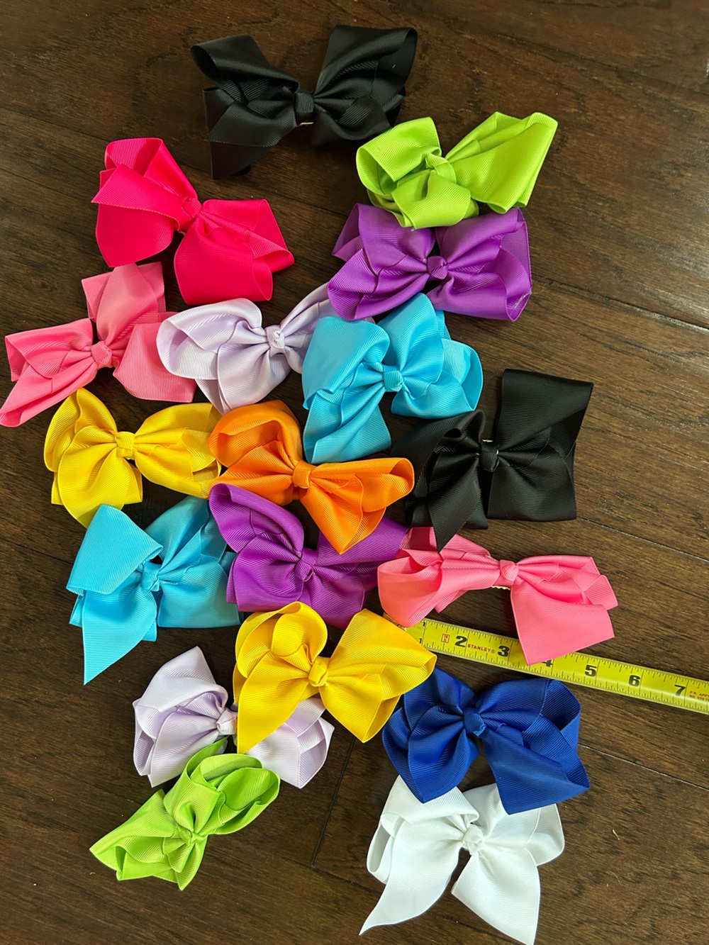 4” 18 Girls Ribbon Hair Bows - Pack of Assorted Colors New